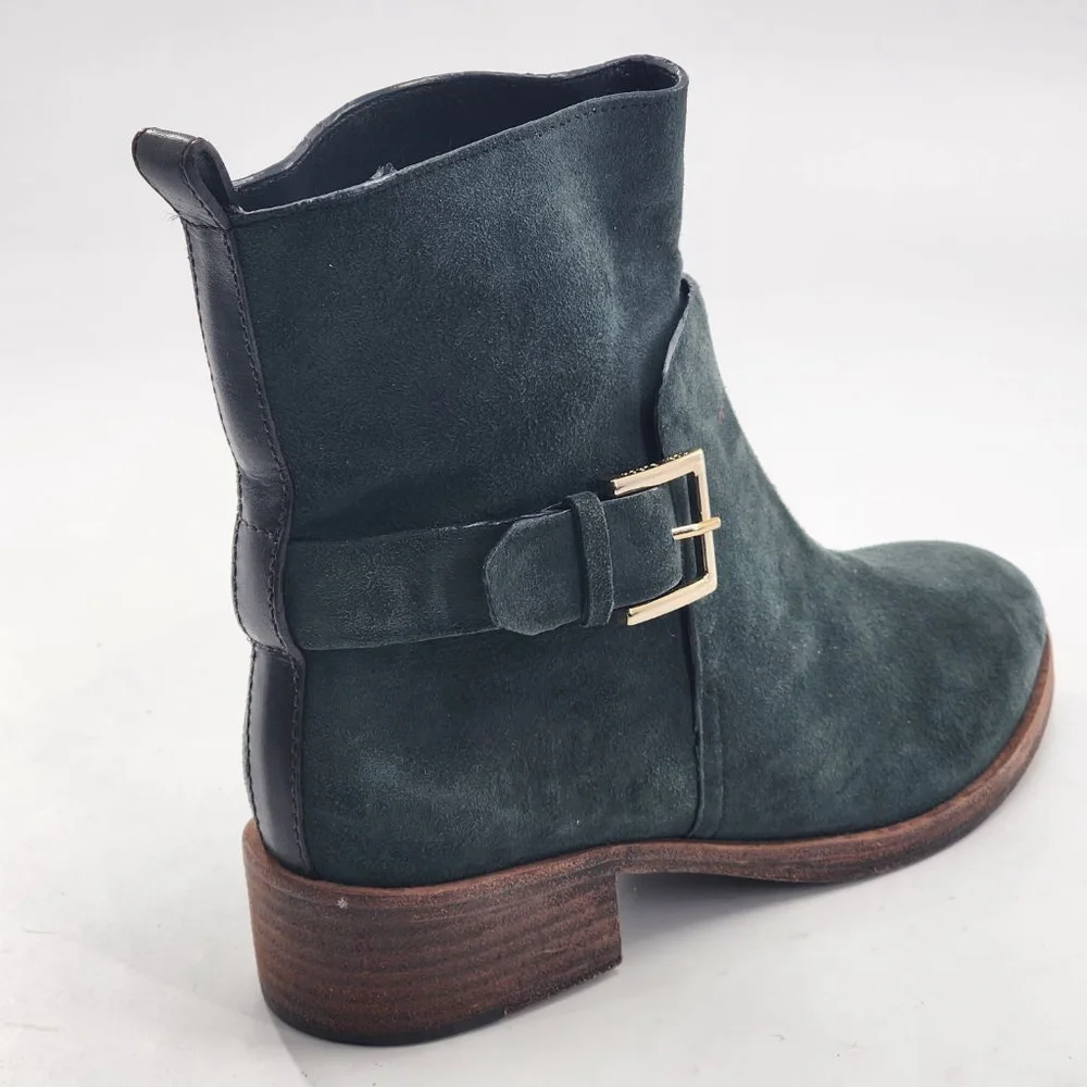 TORY BURCH Riley Mid Buckle Suede‎ Ankle Boots & Booties Size 8 Dark Green